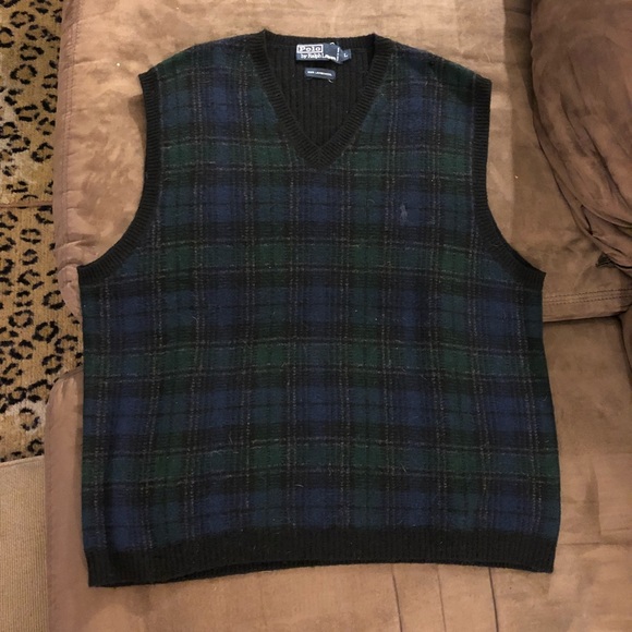 Polo Ralph Lauren Green Blue Plaid Vest 